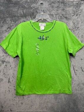 Mandal Bay Sz L Green Tshirt sailboat nautical beach Cotton Pullover New